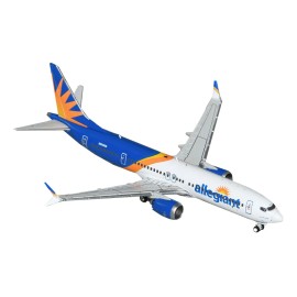 DCD Boeing 737 MAX 200 Diecast Model Airplane 1/400 Scale Commercial Aircraft (N810MG) White Blue GeminiJets Casting Allegiant