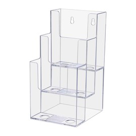 25 Pack Brochure Holder Holds 4" Tri-Folds Plastic Three Pocket Countertop or Wall Design Tiered Pamphlet Maps Menu Organizer Handout Clear Acrylic Take One Advertisements by Marketing Holders