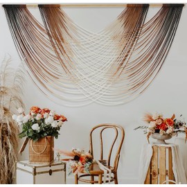 Jakalin Macrame Wall Hanging Dip Dyed Large Fiber Wall Art Macrame Wall Decor Boho Bedroom Living Room Wall Decor,59" W x 35" L