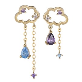 coadipress Cloud Earrings for Women Fashion s925 Silver Needle Long Tassel Gold Plated Raindrop Pearl Dangle Drop Statement Studs Earrings Jewelry (Blue Purple Crystal Cloud)