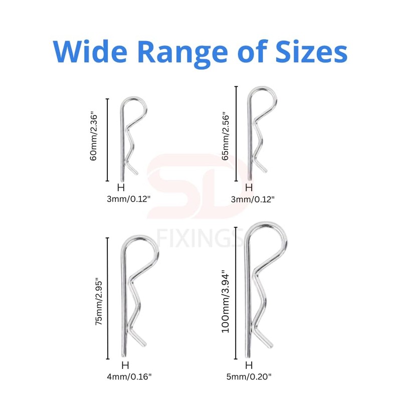 Split Pin R Shaped Retaining Clip Durable Spring Hitch Cotter,