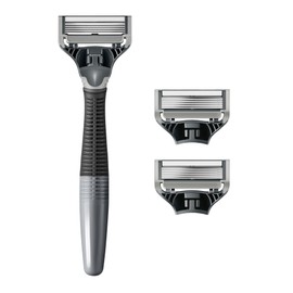 Harry's Original Shaving Kit for Men - Razor Handle and 3 Razor Blade Refill Cartridges - German Engineered - Charcoal