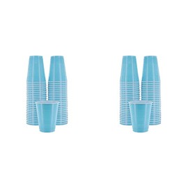 Amcrate Light Blue Colored 18-Ounce Disposable Plastic Party Cups - Ideal for Weddings, Party’s, Birthdays, Dinners, Lunch’s. (Pack of 50) (Two Pack)