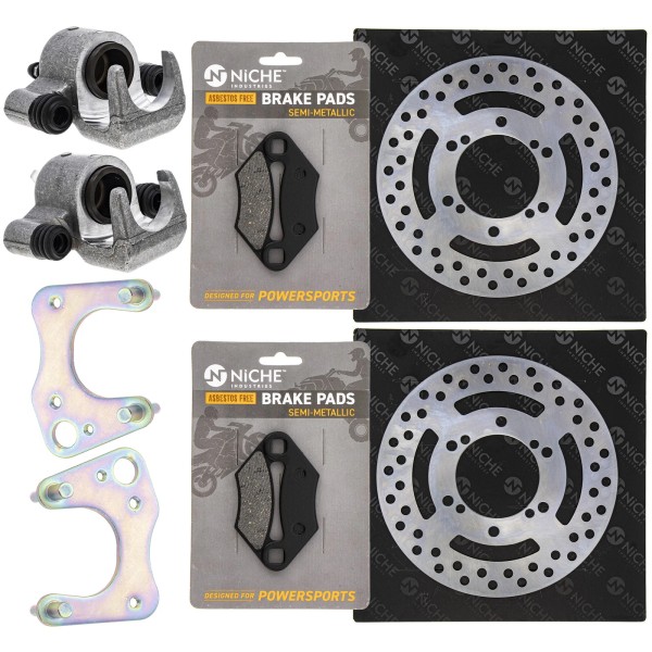 NICHE Front Brake Rotor Caliper Pad Set for Polaris Sportsman