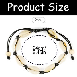 Luckious 2 PCS Adjustable Shell Bracelet Anklet Set Shell Hand Woven Bracelet Couple Bracelet Friendship Bracelet For Hawaii Beach Party Gift
