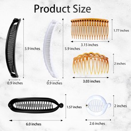 18 Pieces Banana Hair Clips Classic French Hair Comb Set Fishtail Plastic Twist Hair Clip Ponytail Accessories for Women Girls, 6 Styles（style1）