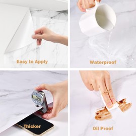 POVODA Marble Contact Paper for Countertops Peel and Stick Wallpaper Removable for Cabinets Drawers Countertops Kitchen Bedroom Furniture Waterproof Self Adhesive 17.7x78.7 inches,Grey