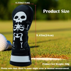 Gbourly Skeleton Golf Club Head Cover for Hybrids Thick PU Leather Headcover Skull Style with Interchangeable No. Tags