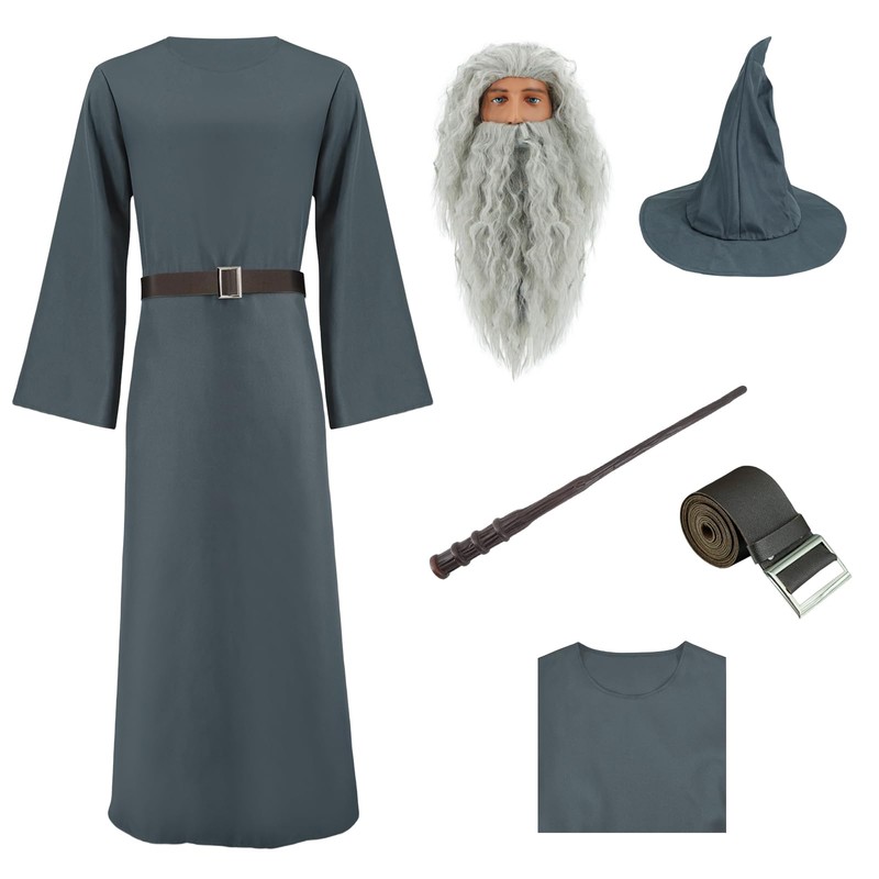 Wizard Costume with Wigs Beards Pagan Tunic Costume Wizard Cloak