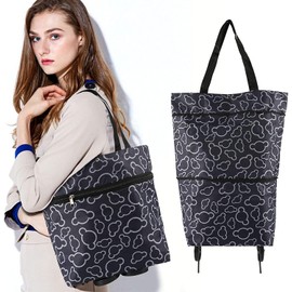 Foldable Shopping Bag with Wheels, Trolley Shopping Trolley, Foldable Multifunctional Travel Shopping Bag, Robust, Ideal for Kitchen, Birthday, Valentine's Day, Women, Mother's Day