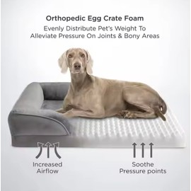 Orthopedic Dog Bed for Large & Medium Dogs – Washable Plush Cushion with Waterproof Bottom, Non-Slip Base, Calming Pet Sofa for Comfort & Support Large Size :34.65 × 25.20 × 7.87 inches.