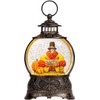 Fall Snow Globe Lantern with Autumn Turkey and Pumpkins Thanksgiving