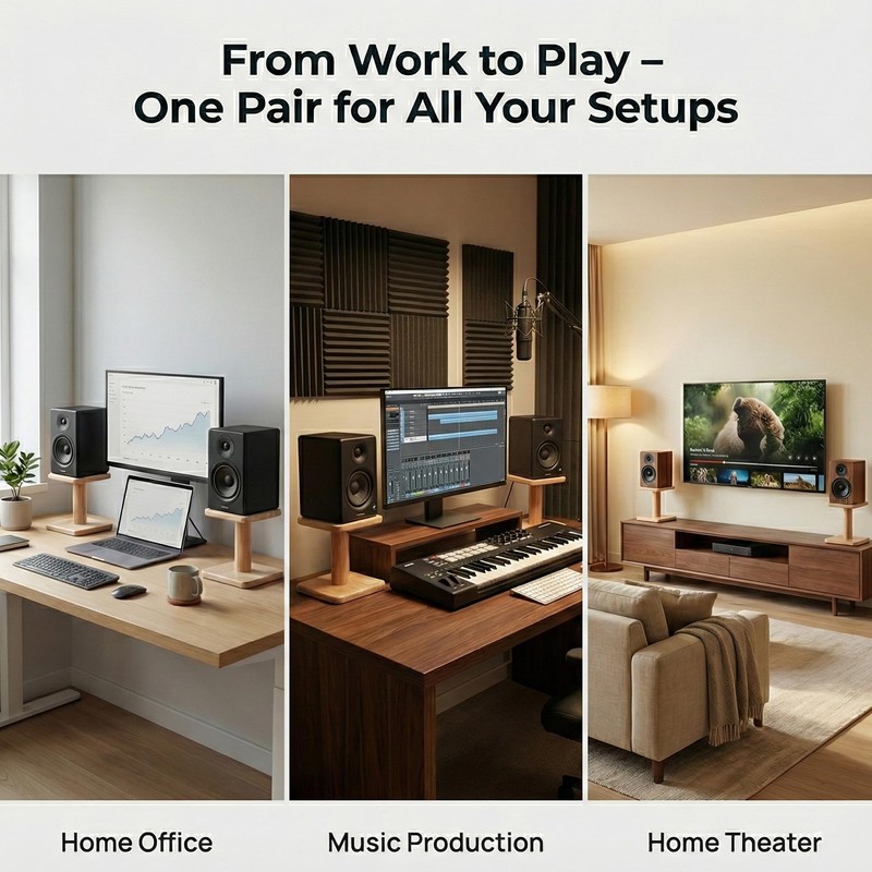 OKOstand Desktop Speaker Stands Made of Pure Solid Wood, Natural