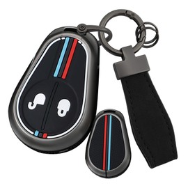 Ysbxitu 2 Buttons Metal Remote Key Fob Cover Fit for Volvo Keyless Smart Key Case with Keychain Fit for Volvo Evro 5 VNL VNM FM FH VN FL Euro 5 Truck 630 670 Key Protection Cover -T Chain Black