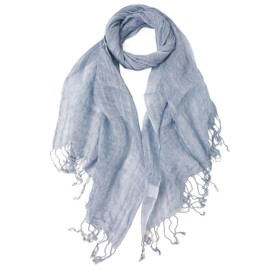 Prettystern Linen Plain Colour Mottled Fringe Men's Scarf, T108 Blue