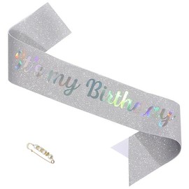 ZHBDPaty "It's my Brithday Birthday Girl Sash Silver with Pearl Safety Pin Party Favors For Girl Women