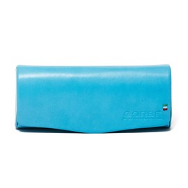 GORBE Glasses Case Eyeglass Case Italian Leather (blue)