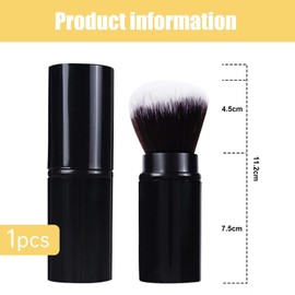 Retractable Airbrush Kabuki Brush for Face Makeup & Foundation Liquid Cream Powder with Aluminum Handle