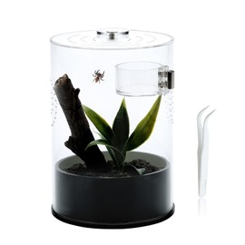 Jumping Spider Enclosure Starter Kit with Feeding Dish, Tarantula Terrariums Cribs for Mantis Snails Ladybugs Insect, Micro Habitat Cage Accessories