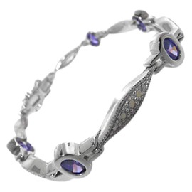 Ladies Sterling Silver Gemset 7" Bracelet Bangle