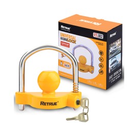 RETRUE Universal Coupler Lock Trailer Locks Ball Hitch Trailer Hitch Lock Adjustable Security Heavy-Duty Steel Fits 1-7/8 Inch, 2 Inch, 2-5/16 Inch Couplers, Yellow