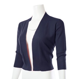 MAYSIX APPAREL - Cárdigan corto de manga 3/4 para mujer (S-3XL), Msg1-azul marino, S