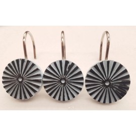 Carnation Home Fashions 12PC MANY COLORS! Vienna Acrylic Shower Curtain Hooks Ray of Sun Hand Painted - White and Black