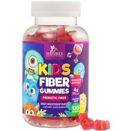 Fiber Gummies for Kids Supplement - Daily Prebiotic Fiber for Kids, Supports Regularity, Digestive Health & Immune Support, Nature's Plant Based Chicory Root Vitamins, Vegan, Berry Flavor, 120 Gummies