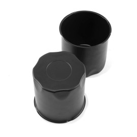 Rheedal 2Pcs 4.25inch Stainless Trailer Wheel Center Caps Push Through 4.23" Bore 4.37" Tall Hub Cap for Truck SUV RV Wheel Rim, Matt Black Wheel Cover