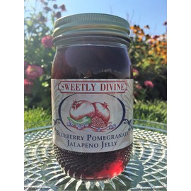Sweetly Divine Hot Pepper Jelly (Blueberry Pomegranate Jalapeno)