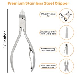 Stellmacher Toenail Clippers, Professional Nail Care Kit with Stainless Steel Nail Clipper, 4 Pieces Manicure & Pedicure Kit for Men and Women, Mens Grooming Kit