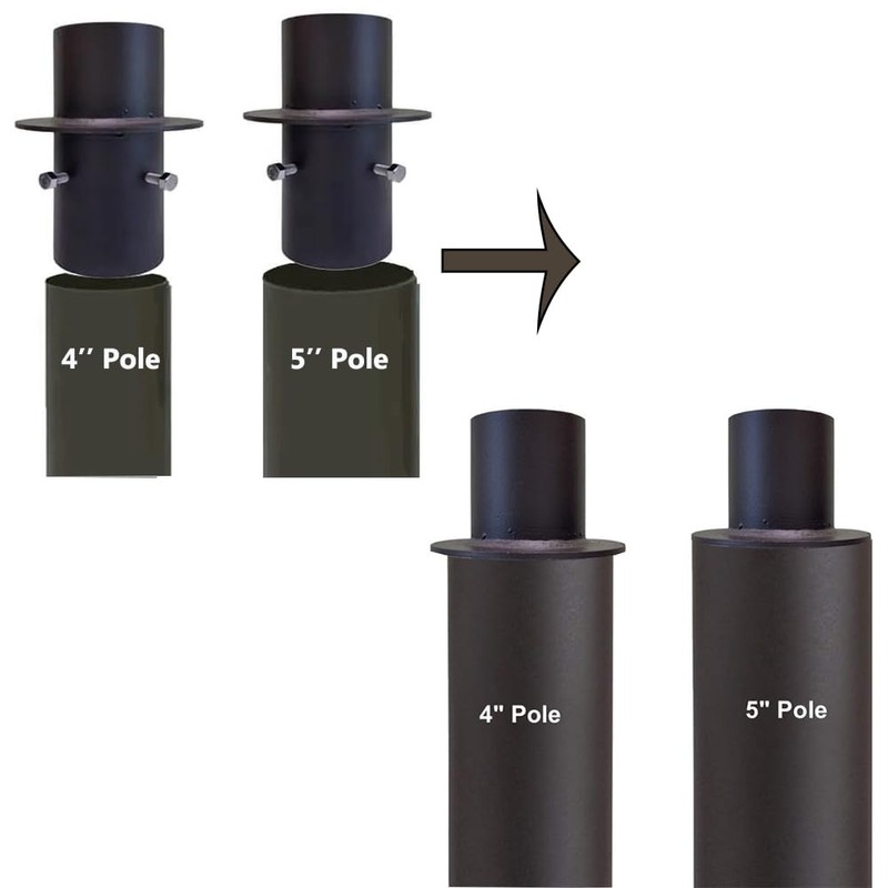 Durable Steel Pole Top Reducer, Reduce 4" or 5" Round