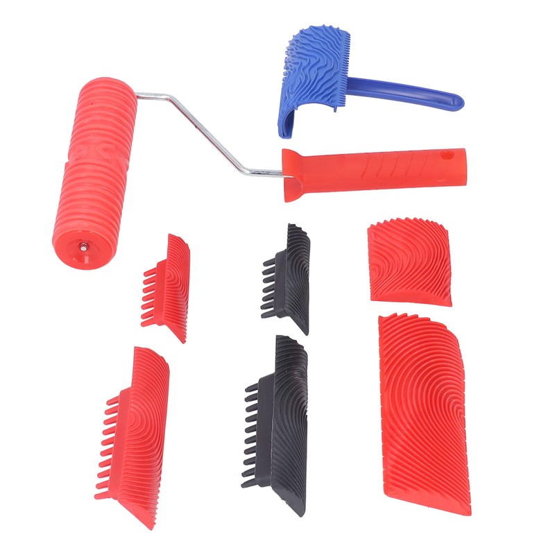 Wood Graining Roller with Handle Rubber Wood Pattern Texture Painting