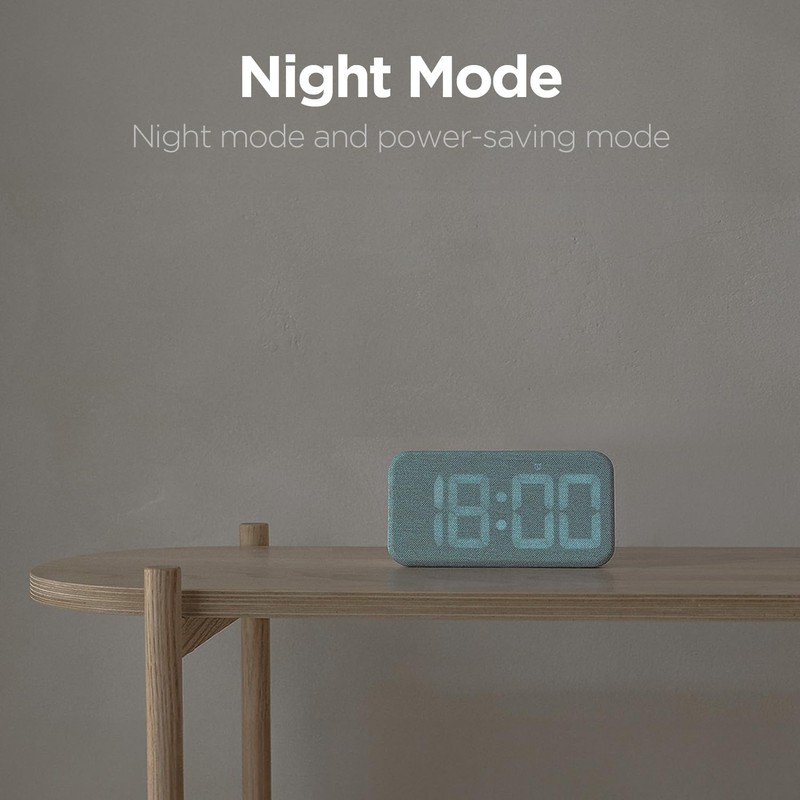 mooas Cosy Fabric LED Desk Clock, Digital Alarm Clock with