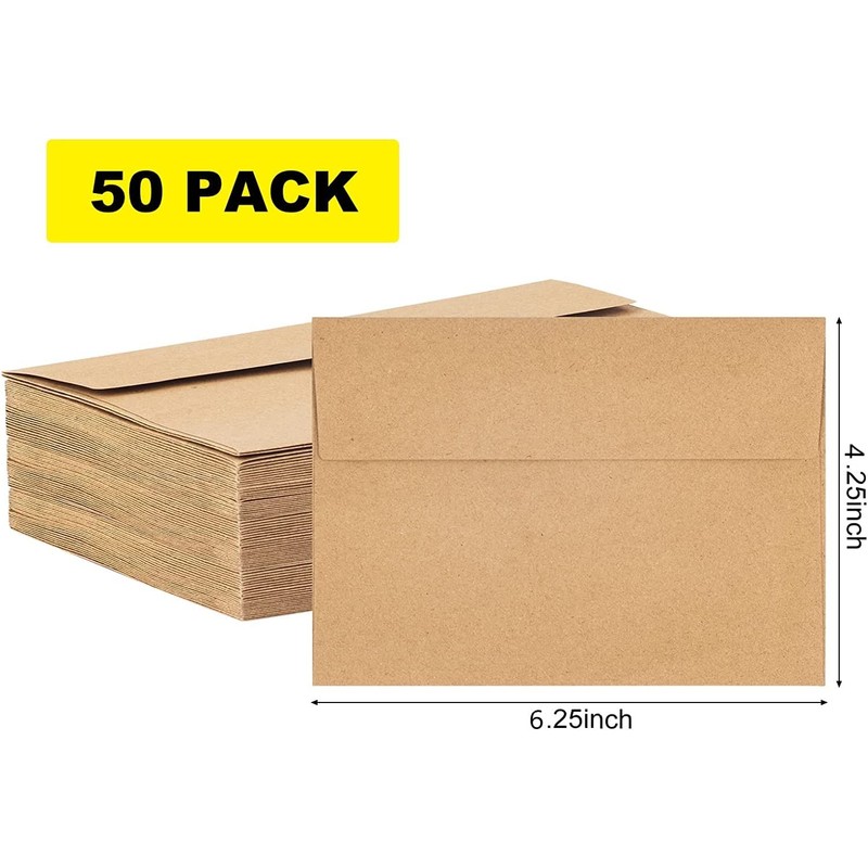 50 Pack Kraft Envelopes - 4 x 6 Inch Brown