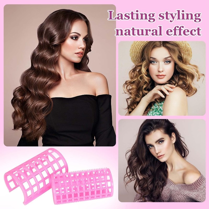 30Pcs Snap On Hair Roller Plastic Hair Roller No Heat