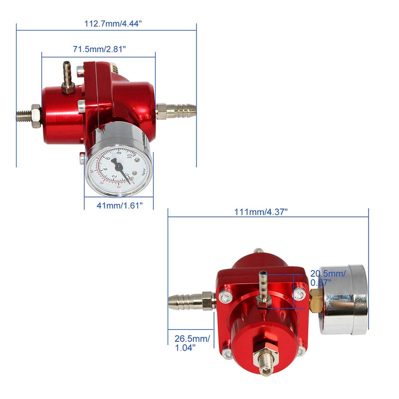 Universal Adjustable Fuel Pressure Regulator Kit with 0-140 PSI Gauge