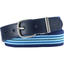 Playshoes Elastic Stripe Girl's Belt with Genuine Leather Light Blue/Navy 65 cm