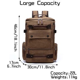 Jahomieo Vintage Canvas Backpack Casual Travel Rucksack 15.6inch Laptop Daypacks Hiking Camping Backpack