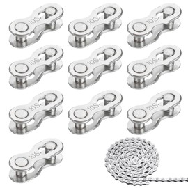 Pack of 10 10 Bicycle Chain Links, Chain Lock, Chain Lock, Chain Links Carbon, Steel, Full Silver Plating, Bicycle Chain Link Set for Mountain Bike, Road Bike Chain