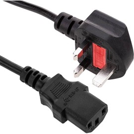 UK 3 Pin Kettle Lead Power Cable IEC C13 to BS1363 Plug 1.5M 5FT 6FT AC Mains Power Cord 13A 250V for PC Computer Monitor TV Printer Laptop Power Supply Black (1, 1.5M)