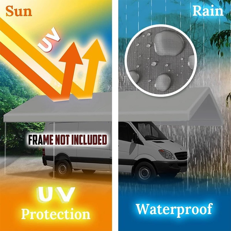 Rutile 10 x 20 FT Carport Replacement Cover, Heavy Duty