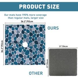 Square Shower Mat Non Slip: 36 x 36 Inch Extra Large Shower Mats with Drain Hole in Middle - PVC Loofah Anti Slip Shower Floor Matt for Inside Shower