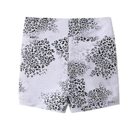 Swdarz White Dance Shorts for Girls Teens Gymnastics Spandex Biker Leopard Print for Latin Ballet Tennis Cheers 8-9Y