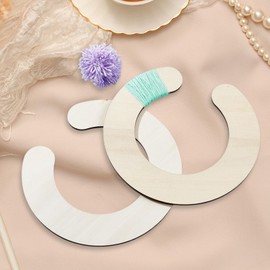 Perfeclan 2 Pieces Wood Pom Pom Maker Set Yarn Knitting Craft Tool Set Craft Doll Making Kit for Large Size Wool Balls DIY Kids Adults