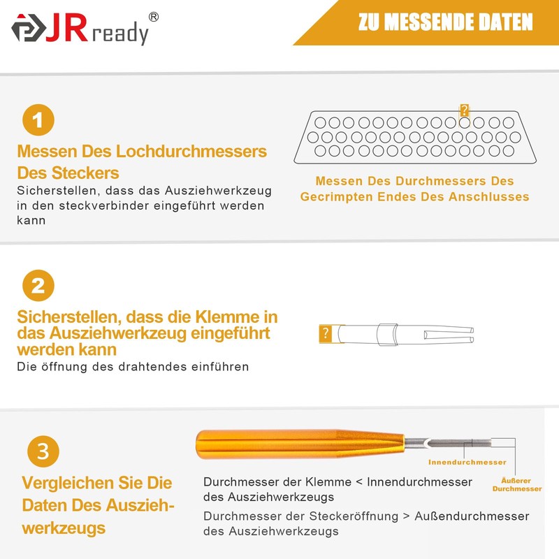 JRready DRK-D sub Pin Tool Removable TE/HARTING/MIL-DTL-24308 D SUB Series