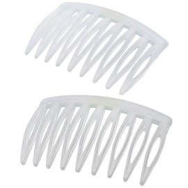 Camila Paris CP3108 French Hair Side Comb, Small, Curved White French Twist Hair Combs Decorative, Strong Hold Hair Clips for Women Bun Chignon Up-Do Styling Girls Hair Accessories, Made in France