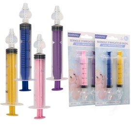 Bornova Nasal Irrigation Syringe - BPA-Free - Nasal Irrigation Kit for Babies - Essential Nasal Hygiene - 4 PCS - Blue Yellow Purple Pink