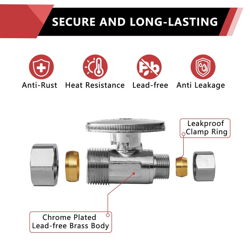 2-Pack EFIELD Straight Stop Valve 1/2" Nominal (5/8" OD) Compression