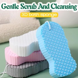 Magic Exfoliating Body Scrubber,3D Super Soft Exfoliating Bath Sponge,Removes Dead Skin and Impurities from Body-Skin Friendly and Reusable for Adults Children and Pregnant Women(Pink)